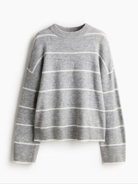H&M Gray and White Striped Women's Sweater